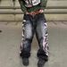Vintage Washed Denim Pants With American Retro Prints - Loose Fit High Waist Jeans For Women (Black/Gray)_mkmklike.com