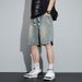 2026 Summer Thin Star Pattern Denim Shorts Men's American Trendy Brand Loose Straight Five-point Casual Pants_mkmklike.com
