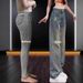 Women's High-Waisted Slim Fit Straight Leg Jeans Fashionable Loose Slimming Wide Leg Pants For Petite Figures Spring New Style_mkmklike.com
