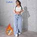 Plus Size High-Waisted Flare Jeans For Women – Light Blue, Stretch Denim, Fleece-Lined (0xl-3xl, Comfort Fit, Vintage Wash, No-Gap Waistband)_mkmklike.com