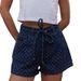 Cross-border High-waisted Women, Summer Hot Girl European And American Style Casual Straight Lace-up Denim Shorts For_mkmklike.com