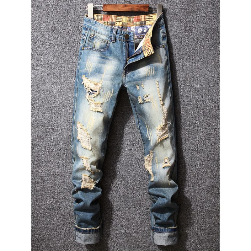 Fit Straight Pants Niche New Sense Sub-design Denim Trousers Men's Autumn High Street Retro American Style_mkmklike.com