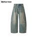 BEFEARLESS Vintage Washed Distressed Denim Jeans For Men & Women - Relaxed Wide-Leg Banana Fit Retro Streetwear Pants_mkmklike.com