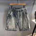 Men's Clothing Designer Style Heavy Craftsmanship Scratched Washed Trendy Brand Denim Shorts Men's Thin Pants 2025 Loose Shorts_mkmklike.com