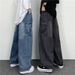 Vintage Loose Fit Cargo Jeans Retro Washed Denim Oversized Pockets Comfortable Dad Pants for Men And Women_mkmklike.com