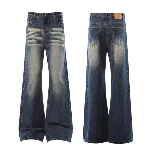 Women's Retro American Style Washed Blue Denim Jeans Loose Straight Leg Wide Leg Casual Pants mid Waist Spring Autumn Trendy Design_mkmklike.com