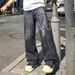 American Retro Washed Old Jeans Men's Trendy Brand Micro-pull Pants Korean Version Of Youth Casual Straight Trousers_mkmklike.com