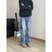 Men's Clothing Retro Light Blue Washed Distressed Vintage Style Flared Cleanfit Jeans For Men_mkmklike.com
