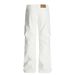 Solid Color Cargo Jeans Men's Vibe Trendy Brand High Street Flared Deconstructed Split Design Wide-Leg Long Pants_mkmklike.com