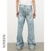 Men's Clothing High Street Flared Jeans Retro Washed Loose Straight Mopping Pants_mkmklike.com