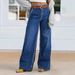 Women's Retro Wide Leg Jeans High Waisted Casual Washed Straight Leg Pants European American Style Spring Autumn Summer Cotton_mkmklike.com