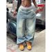 Vintage Washed High-Waisted Straight Leg Jeans For Women - Distressed Denim Pants With Ripped Details Comfortable Loose Fit Streetwear_mkmklike.com