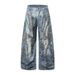Post-apocalyptic Stained Wide-Leg Jeans For Men, Trendy Washed Vintage Style With Messy Stitching, Embroidery Patches,_mkmklike.com