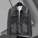 Men's Clothing Denim Jacket Fashion Casual Fashion Casual Denim Jacket - Classic Loose Fit Long Sleeve Coat For Spring & Autumn (Grey/Black/Blue)_mkmklike.com