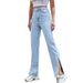 Women’s Clothing split wide leg straight loose high waisted slim jeans_mkmklike.com