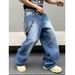 Men's Washed Straight-Leg Jeans – Classic Blue Denim Pants, Mid-Rise Casual Trousers For Streetwear (S-2XL)_mkmklike.com