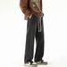 LKTM Men's Straight Leg Jeans Elastic Waist High Street Retro Loose Wide Leg Pants American Streetwear_mkmklike.com