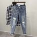 Men's Clothing Trendy Branded Hole Patch Casual Pants Slim Trendy Handsome And Versatile Beggar Pants_mkmklike.com