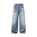 Men's Clothing autumn and winter new AC ink splashed trendy brand loose baggy jeans men's and women's straight ice blue wide leg trousers_mkmklike.com