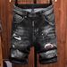 Men's Stretch Distressed Denim Shorts – Paint-Splatter Patchwork Design With Slim Fit & Breathable Fabric (Sizes 27-38, Multiple Colors)_mkmklike.com