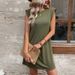 Women's Clothing dress temperament solid color sleeveless T shirt dress_mkmklike.com