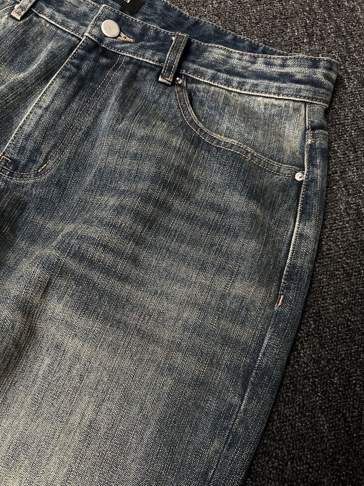 Washed Out Loose Fit Bootcut Japanese Bamboo Festival Sunset Gradient Dyeing Vintage High Waist Straight Leg Jeans_mkmklike.com