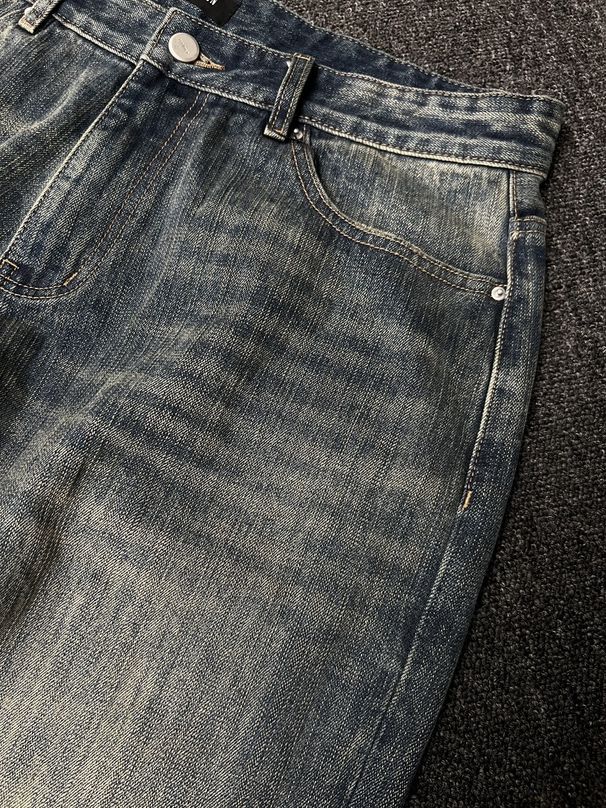 Washed Out Loose Fit Bootcut Japanese Bamboo Festival Sunset Gradient Dyeing Vintage High Waist Straight Leg Jeans_mkmklike.com