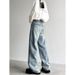 Men's Wide Leg Jeans Distressed Whiskered Design Retro Hip Hop Style New_mkmklike.com