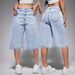 Women's High Waisted Denim Shorts Light Blue Washed Rhinestone Firework Detail Sexy Style Factory Direct Wholesale Bottoms_mkmklike.com