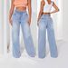 Plus Size High-Waisted Straight Leg Jeans – Classic Blue Relaxed Fit Denim Pants For Women (Wide-Leg Comfort Stretch Trousers)_mkmklike.com