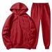 Women's Clothing Autumn and winter men's hooded solid color light plate pullover sweatshirt set casual sports hoodie sweatshirt trousers two piece set_mkmklike.com