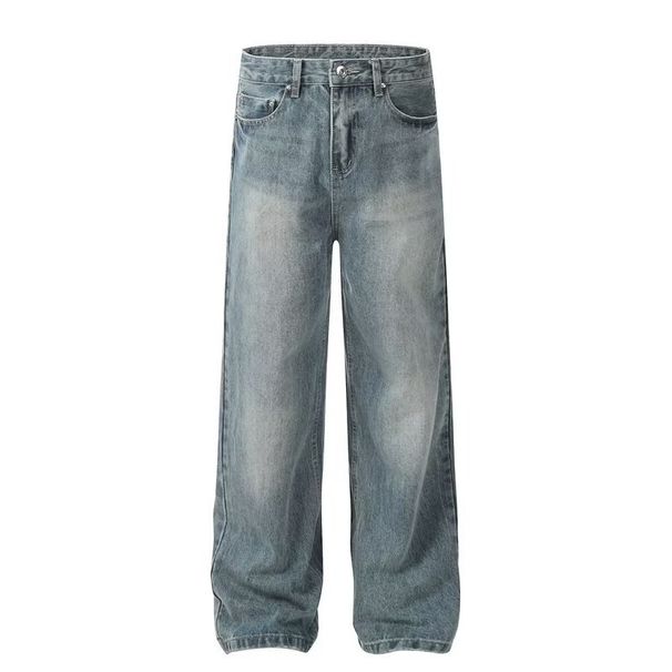 Men's Distressed Blue Jeans – Vintage Washed Relaxed Fit Denim Pants With Lightning Fade & Streetwear Style (L, XL, 2XL, 3XL)_mkmklike.com