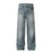 Men's Distressed Blue Jeans – Vintage Washed Relaxed Fit Denim Pants With Lightning Fade & Streetwear Style (L, XL, 2XL, 3XL)_mkmklike.com