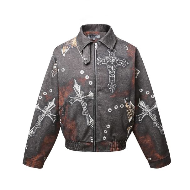 K491 American 2025 Spring Neutral Street Denim Printed Image High Grade Men's Loose Jacket Coat_mkmklike.com
