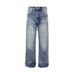 Men's Retro Straight-Leg Jeans - Honeycomb Distressed Denim Pants With Heavy Vintage Wash, Slim Fit Classic Workwear Style For Casual Wear_mkmklike.com