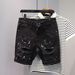 Men's Clothing Men's Summer Casual Retro Distressed Paint Splatter Cargo Shorts Loose Fit Trendy High Street Five Point Denim Pants_mkmklike.com