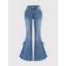Cross-border European And American Four-season Stretch SMX Lace-up Bow Slim-fit Women's Mid-waist Flared Jeans_mkmklike.com