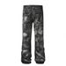 Punk Painted Dirty Jeans For Men With Unique Design, Niche Zipper Decoration, Loose Straight-Leg Trousers, Trendy_mkmklike.com