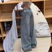 Women's Sparkly Rhinestone Embellished Denim Jeans Fleece Lined Slimming Wide Leg Plus Size Straight Leg Pants_mkmklike.com