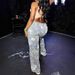 Women's Clothing Spring New Floral Graffiti Print Hole High Waist Loose Straight Jeans_mkmklike.com