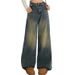 Women's High-Waisted Wide-Leg Jeans – Vintage Retro Stretch Denim Pants With Straight Hem & Floor-Length Fit (XS-4XL)_mkmklike.com