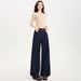 Denim Blue Curved Wide-leg Jeans For Women, 2025 Autumn/winter, Fleece-lined, Stylish, Loose-fitting, Slimming,_mkmklike.com