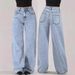 Women's High-Waisted Straight Leg Jeans – Trendy Baggy Fit, Stretch-Free Cotton Denim, Sweet & Edgy Streetwear Style_mkmklike.com
