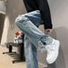 American Vibe Pants High Street Trendy Brand Ins Ripped Jeans Men's Design Breasted Split Wide-leg Trousers_mkmklike.com