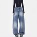 American Retro Deconstructed Original Color Curved Hem Jeans Women, Loose Silhouette, Wide-leg, Floor-length Pants For_mkmklike.com