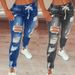 Women's Clothing Elastic Waist Women's Jeans High Waist Ripped Small Feet Lace Up Trousers_mkmklike.com