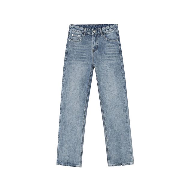 EF Denim | 2023 New Product, Korean Straight Jeans, Men's And Women's Same Small Design Split-ended Washed Trousers_mkmklike.com