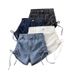 Women's High Waisted Stretch Denim Shorts Drawstring Summer Style Thin Straight Leg Versatile Slimming Wide Leg Hot Pants_mkmklike.com
