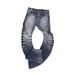 Men's Clothing Ice Blue Ripped Washed 3D Trousers High Elasticity Curved Cut Misty Blue Style Jeans Men Women High Street Trendy Versatile_mkmklike.com