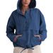Women's Fashion Denim Hooded Zip-Up Jacket With Button Closure, Casual Streetwear Oversized Coat For Women (Light Blue, Medium Blue, Dark Blue)_mkmklike.com